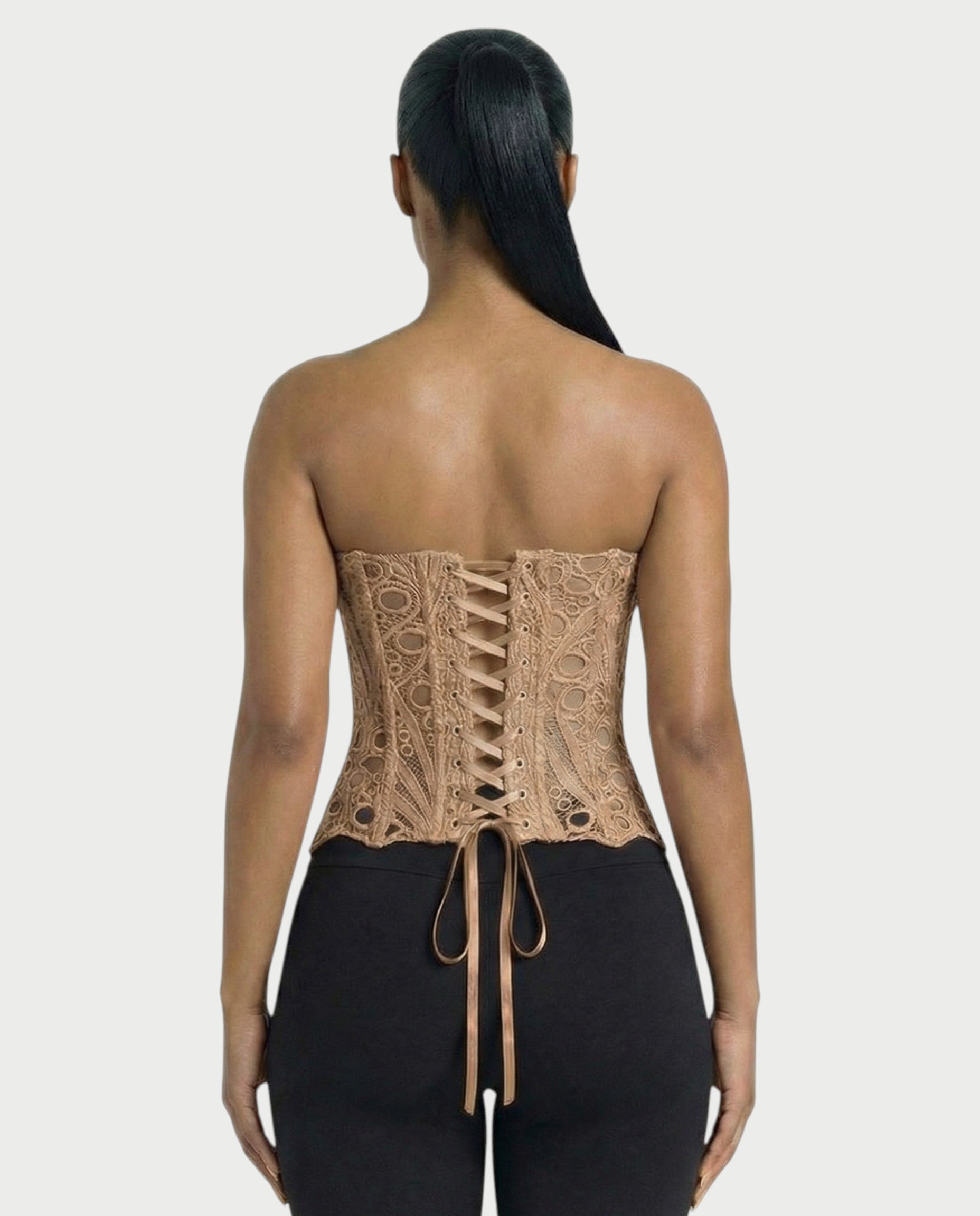 EBONY Guipure Lace Strapless Corset Top