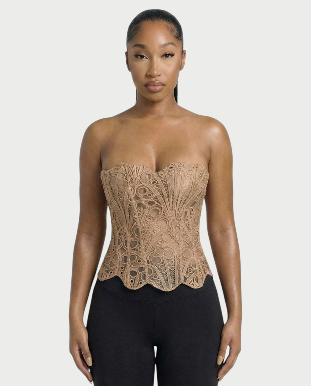EBONY Guipure Lace Strapless Corset Top