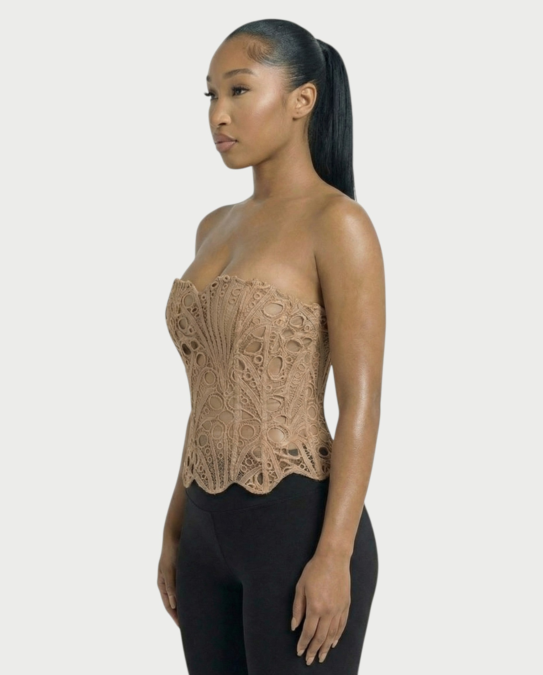 EBONY Guipure Lace Strapless Corset Top
