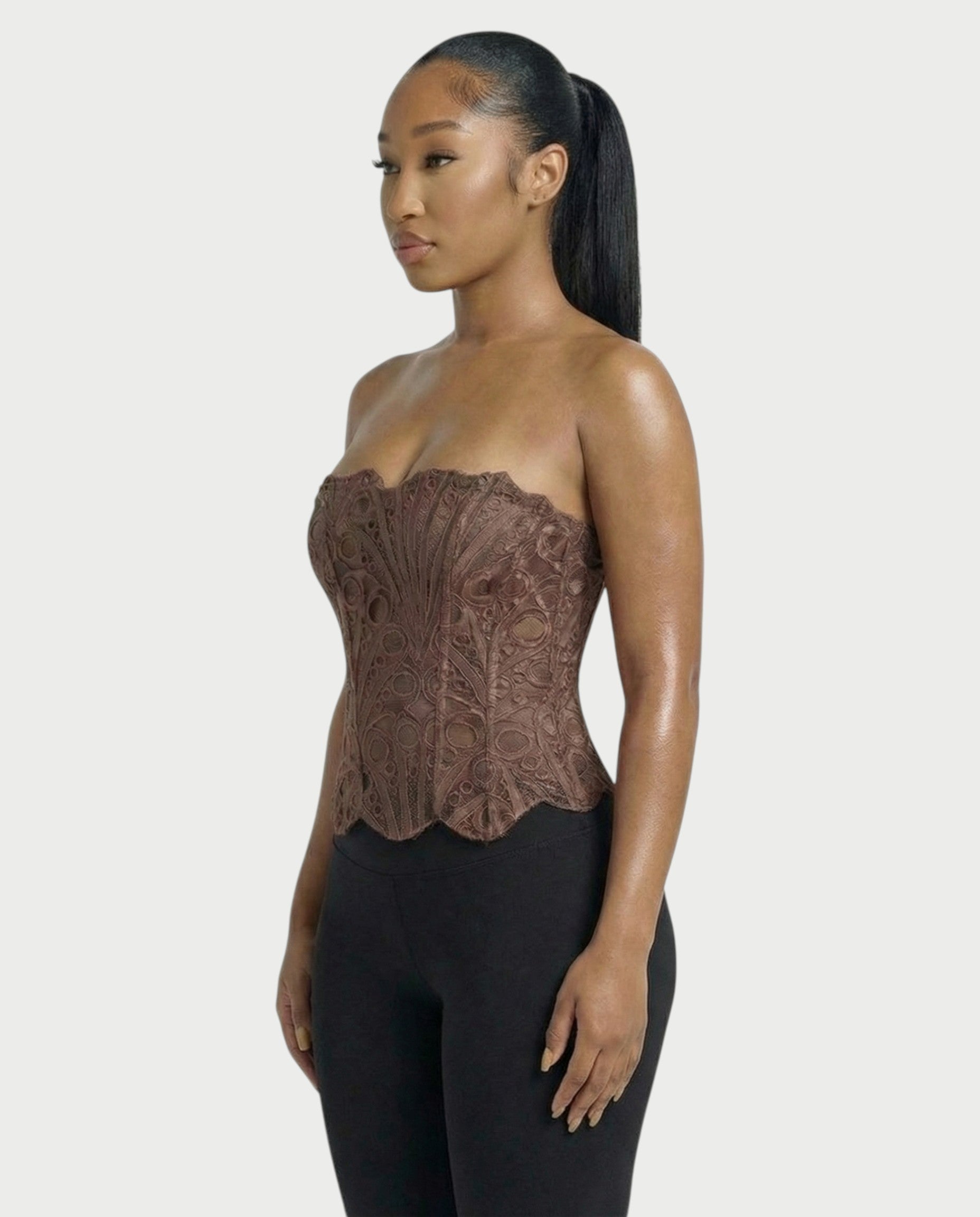 EBONY Guipure Lace Strapless Corset Top