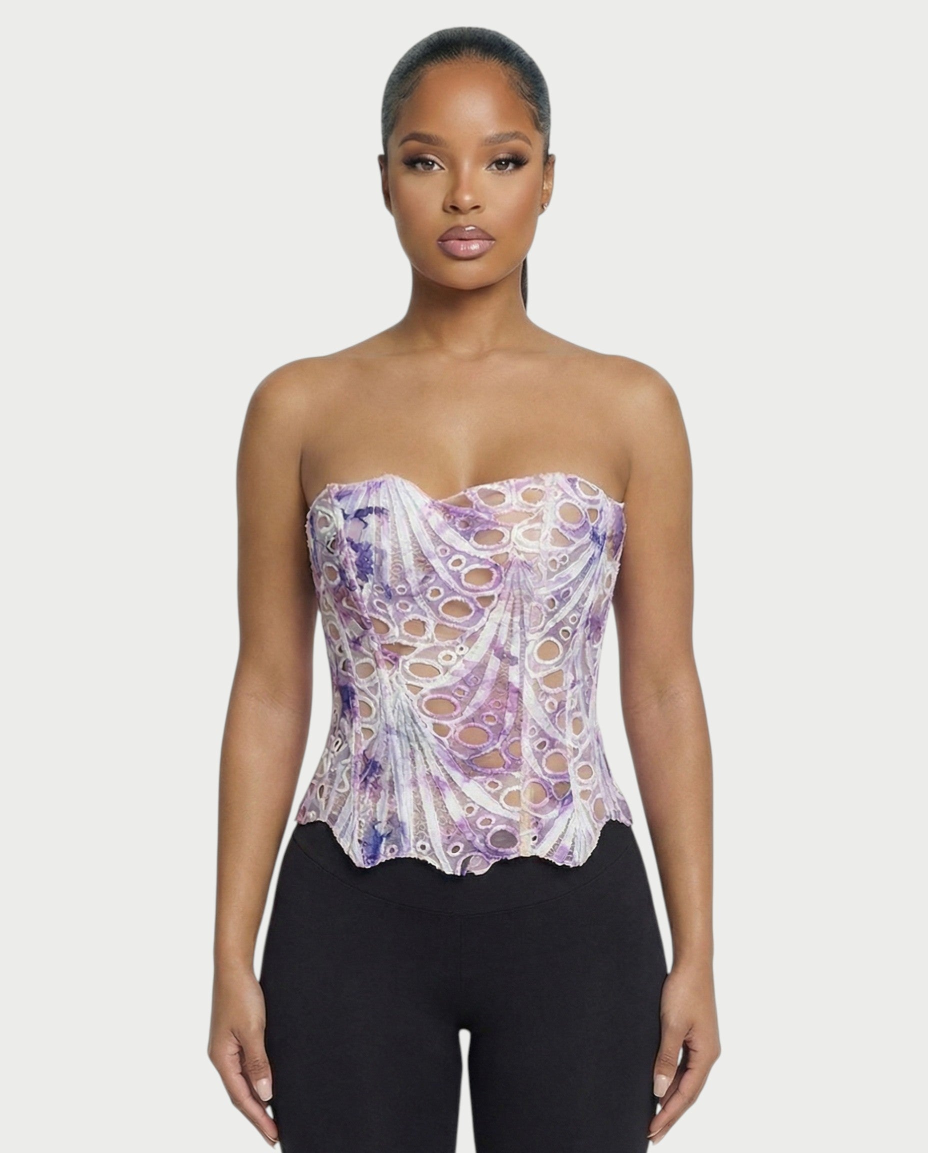 MARISSA Guipure Lace-up Back Corset Top
