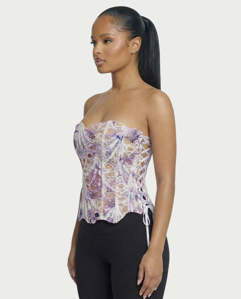 MARISSA Guipure Lace-up Back Corset Top
