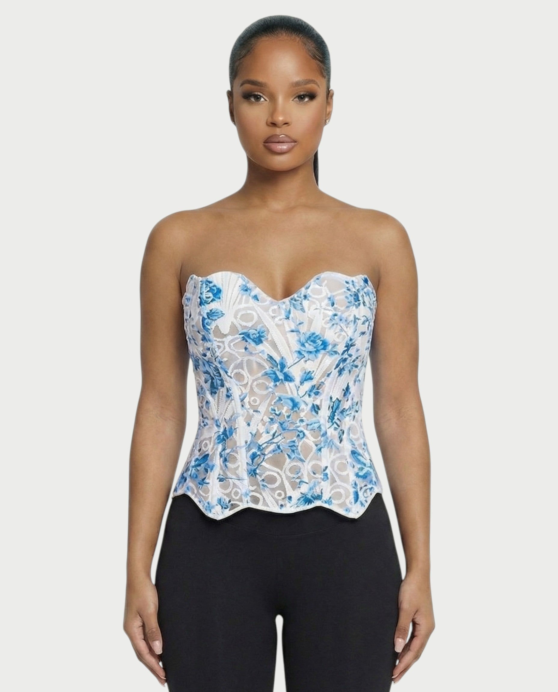 MARISSA Guipure Lace-up Back Corset Top