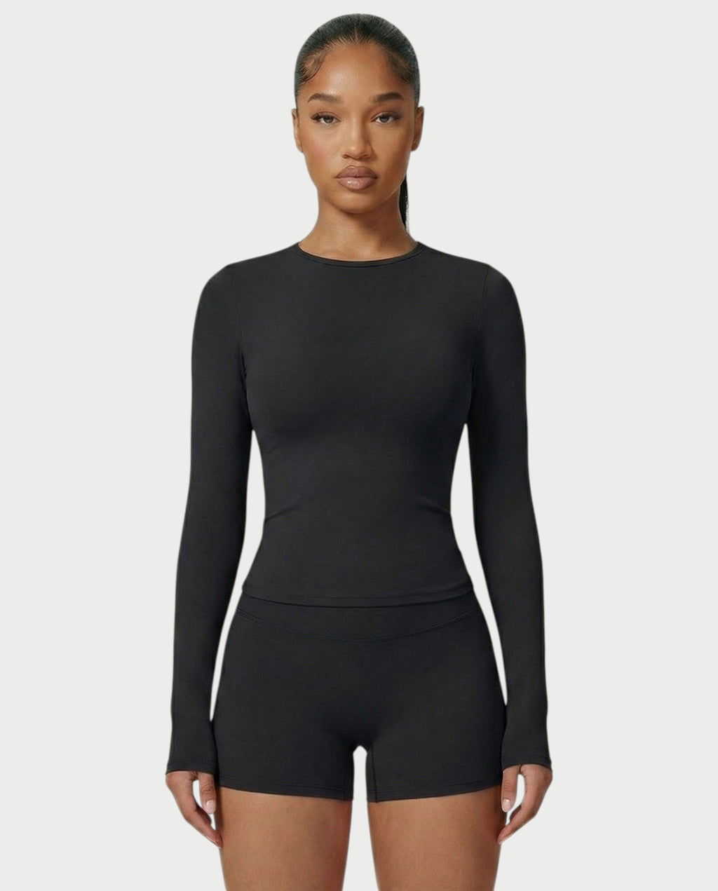MELYA Long Sleeve Sporty Crew Neck Top