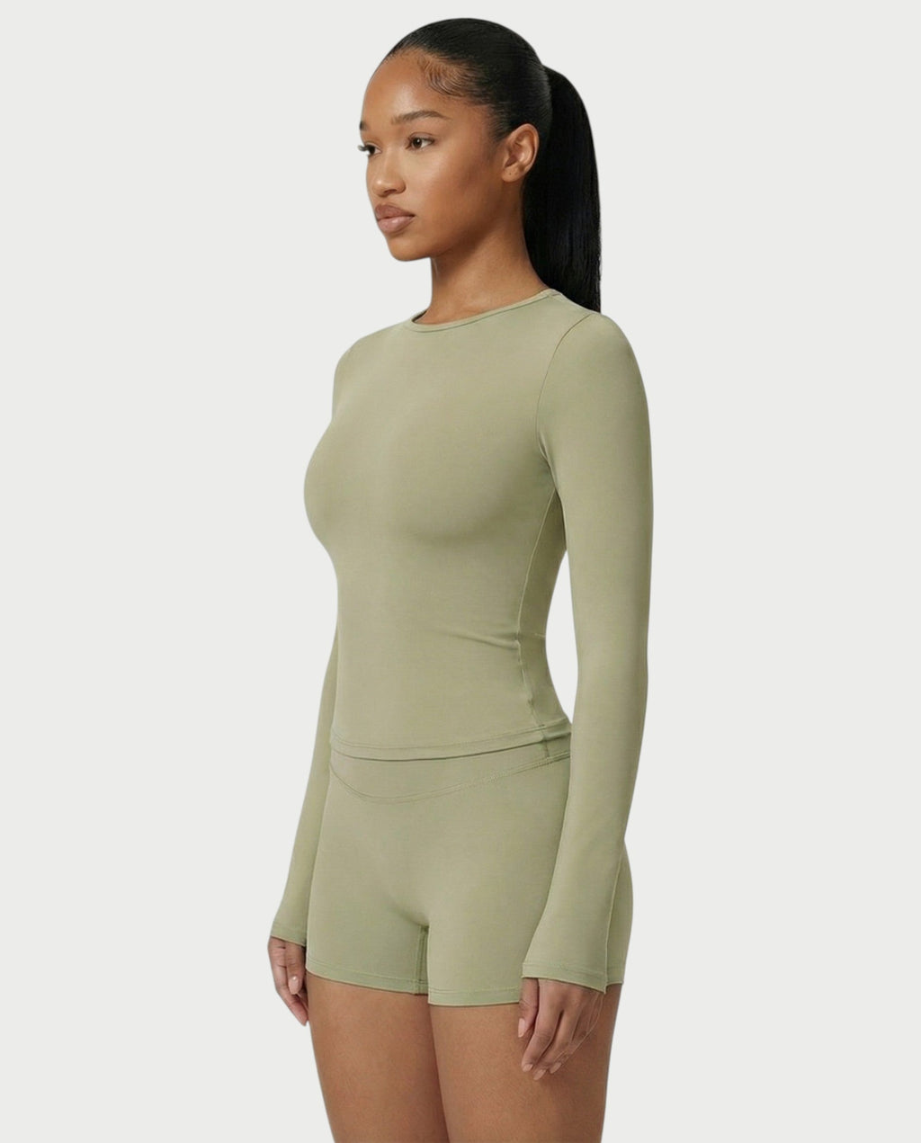 MELYA Long Sleeve Sporty Crew Neck Top