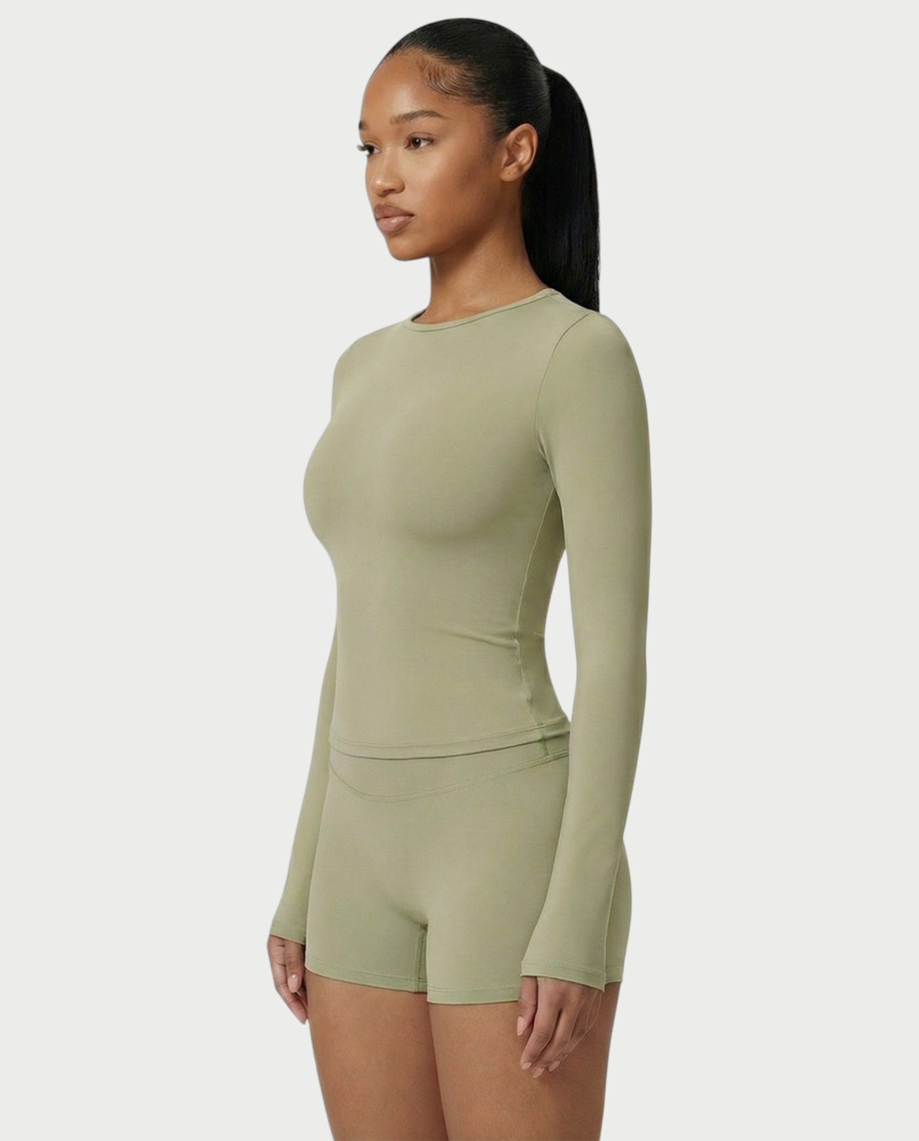 MELYA Long Sleeve Sporty Crew Neck Top