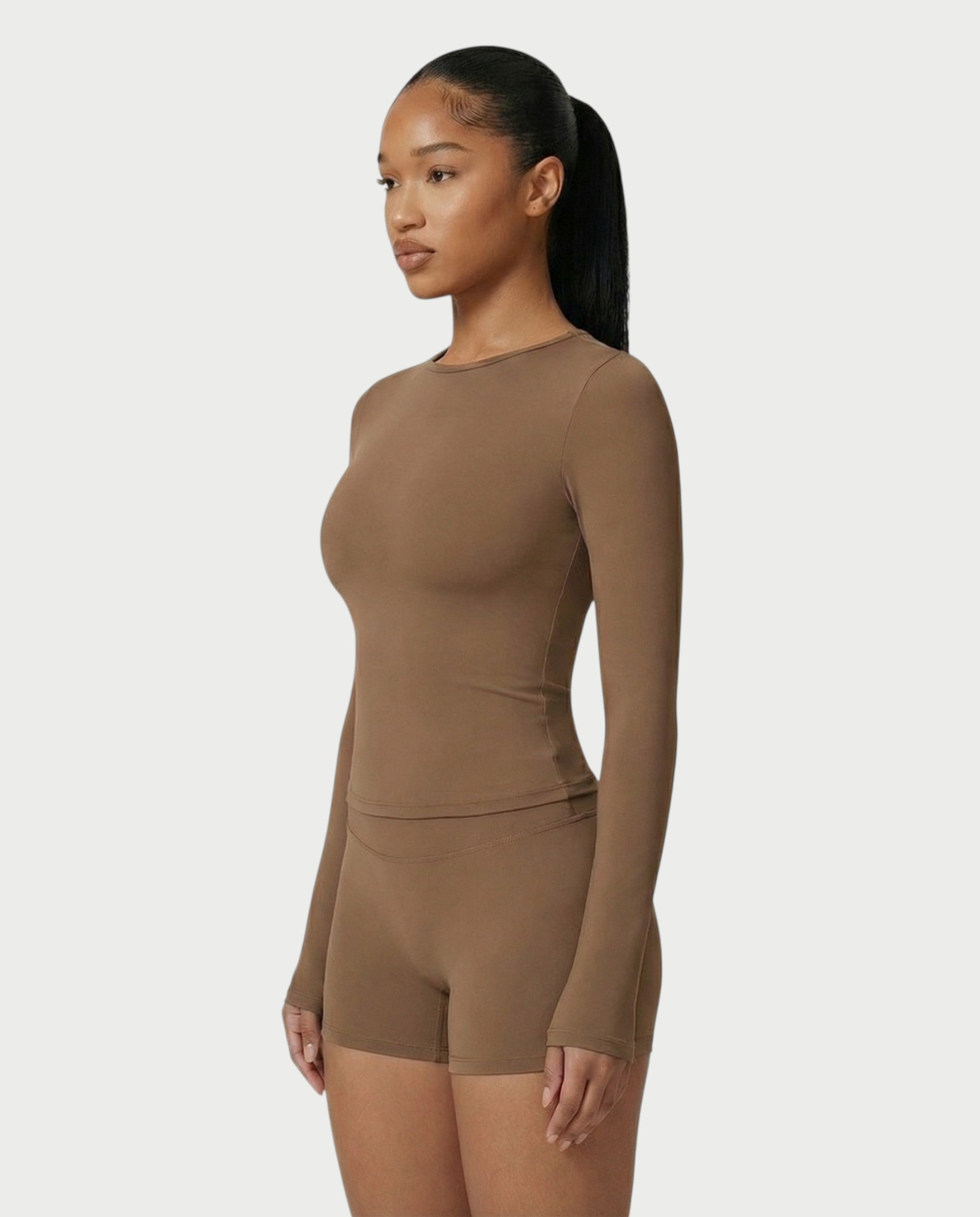 MELYA Long Sleeve Sporty Crew Neck Top
