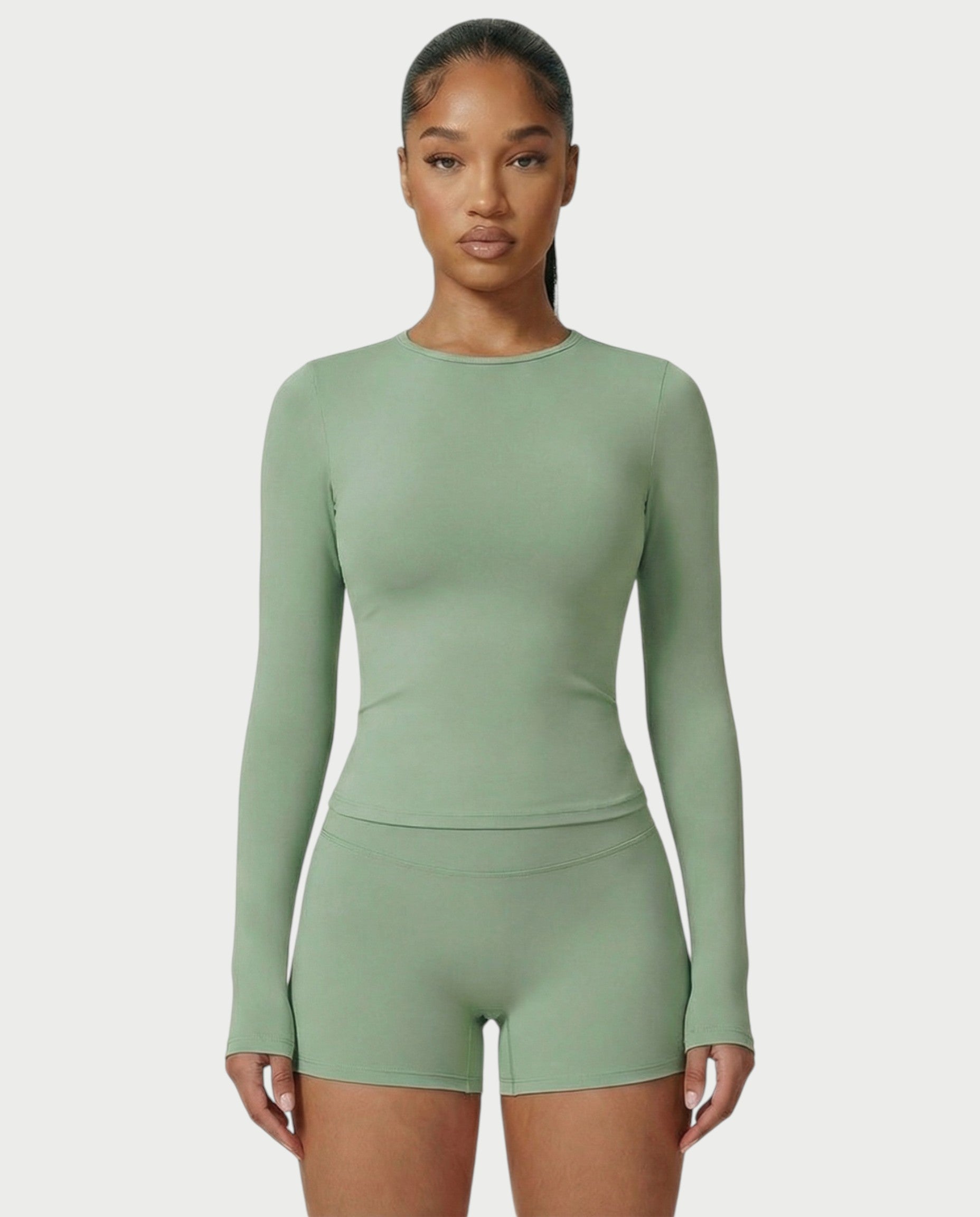 MELYA Long Sleeve Sporty Crew Neck Top
