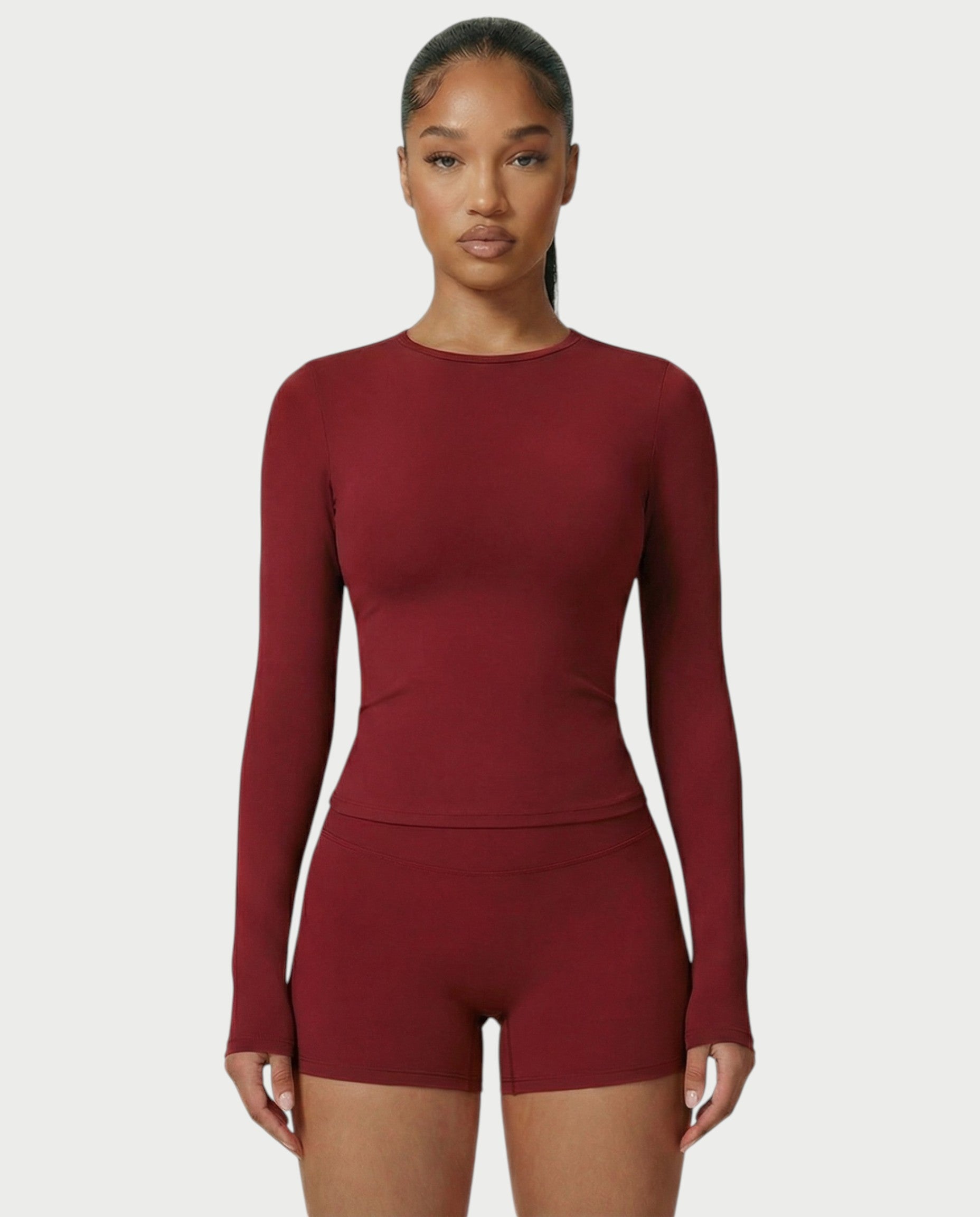 MELYA Long Sleeve Sporty Crew Neck Top