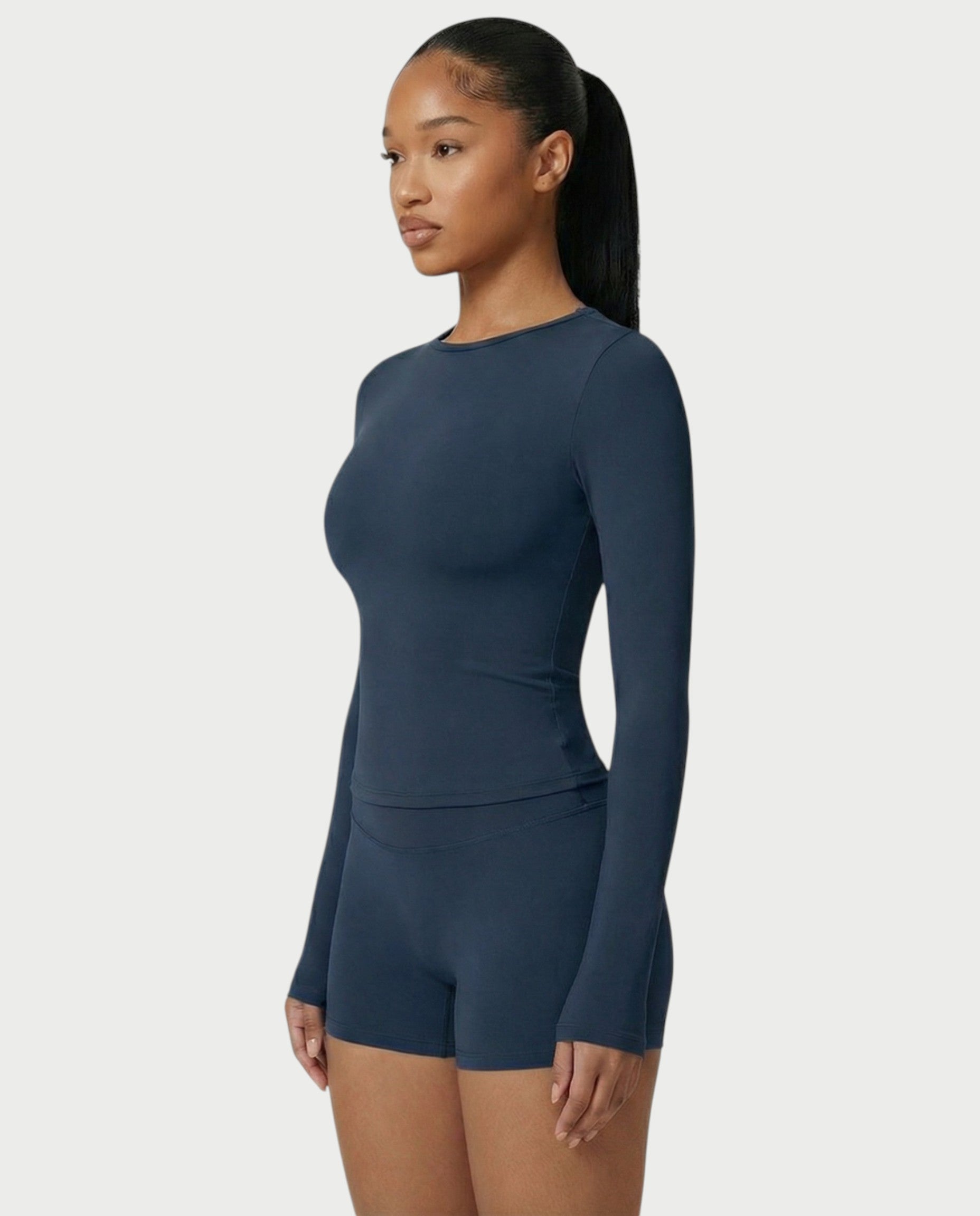 MELYA Long Sleeve Sporty Crew Neck Top
