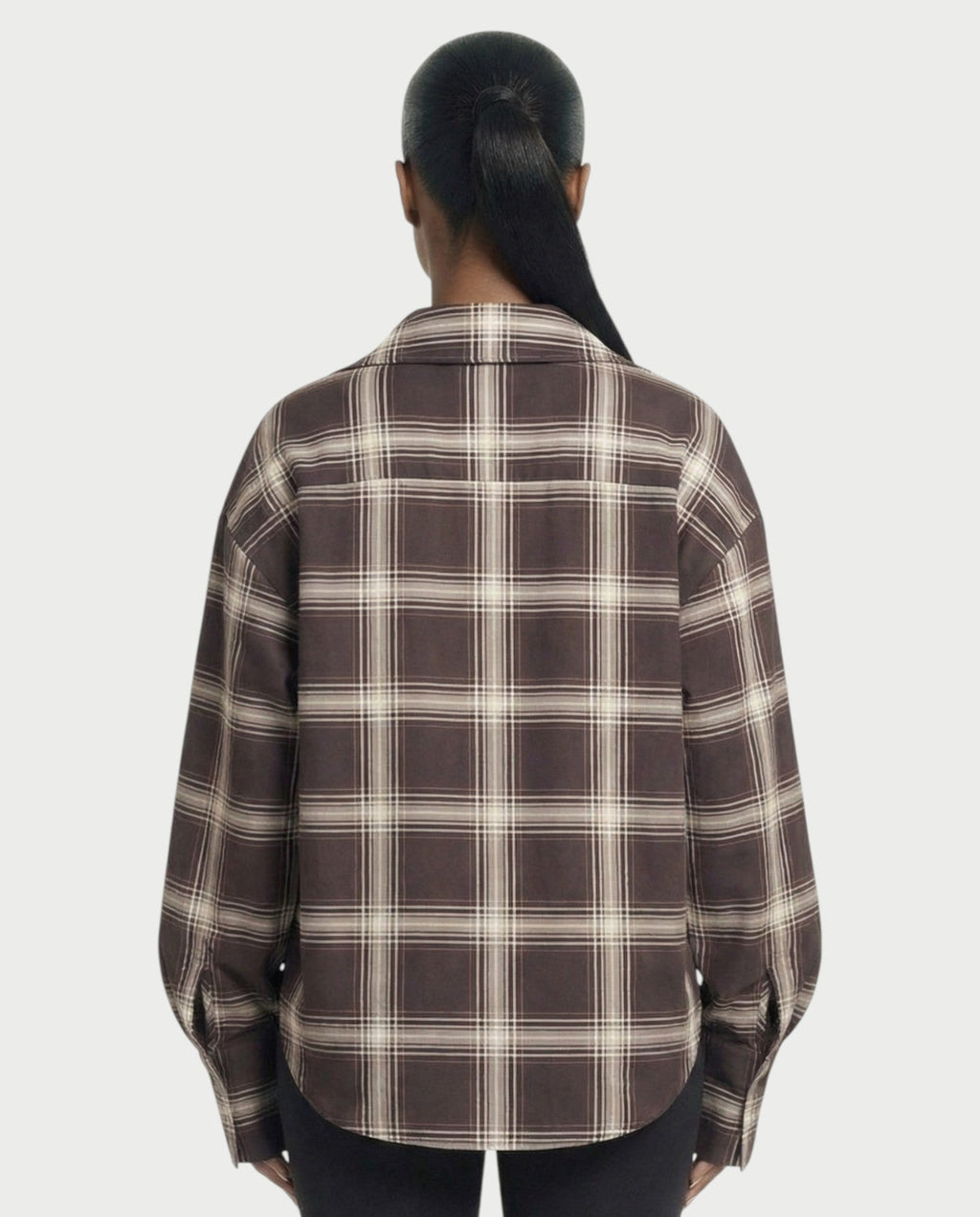 GENNA Oversized High Slit Hem Plaid Top