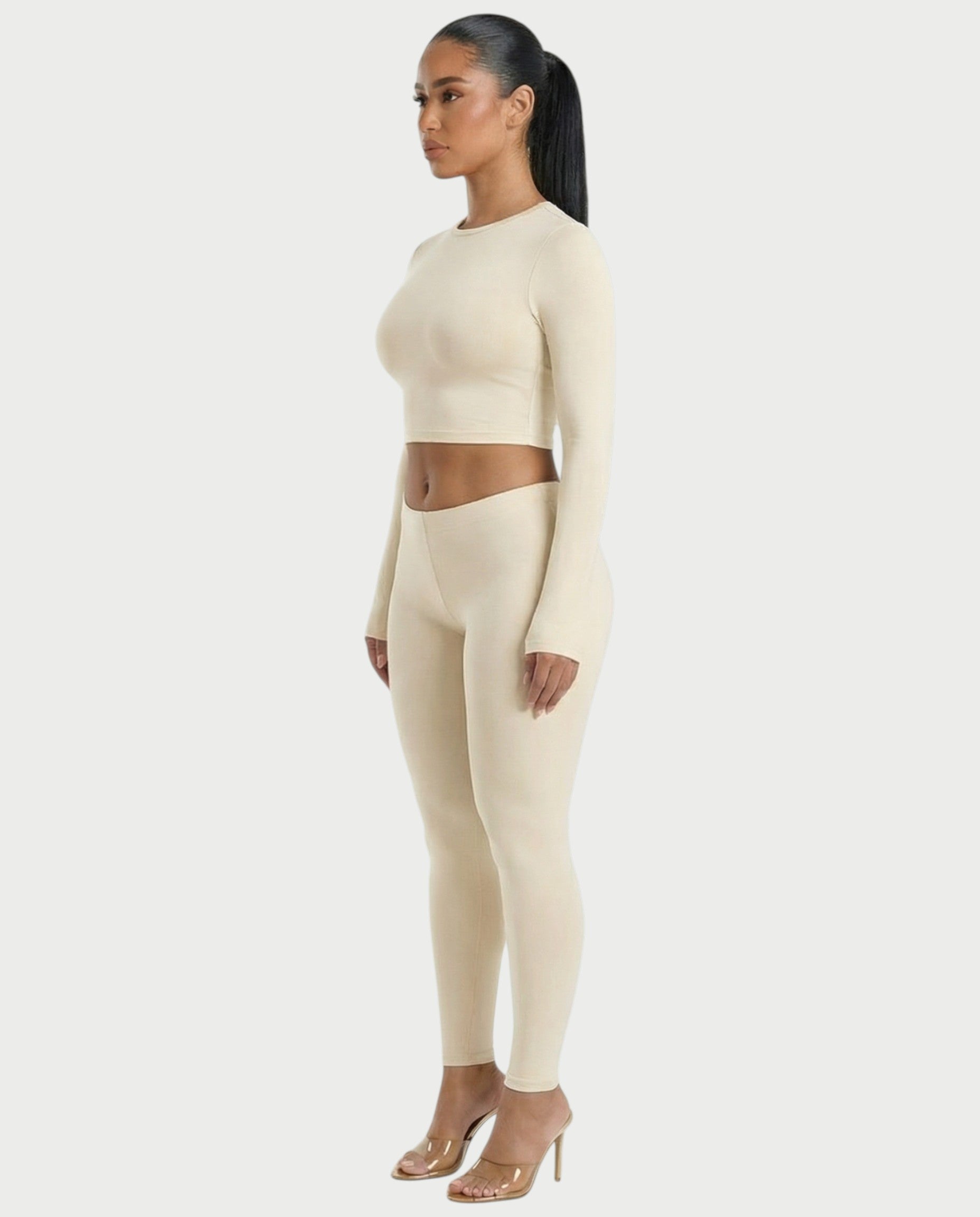 VANNA Long-Sleeve Waist Cinching Slim-Fit Top