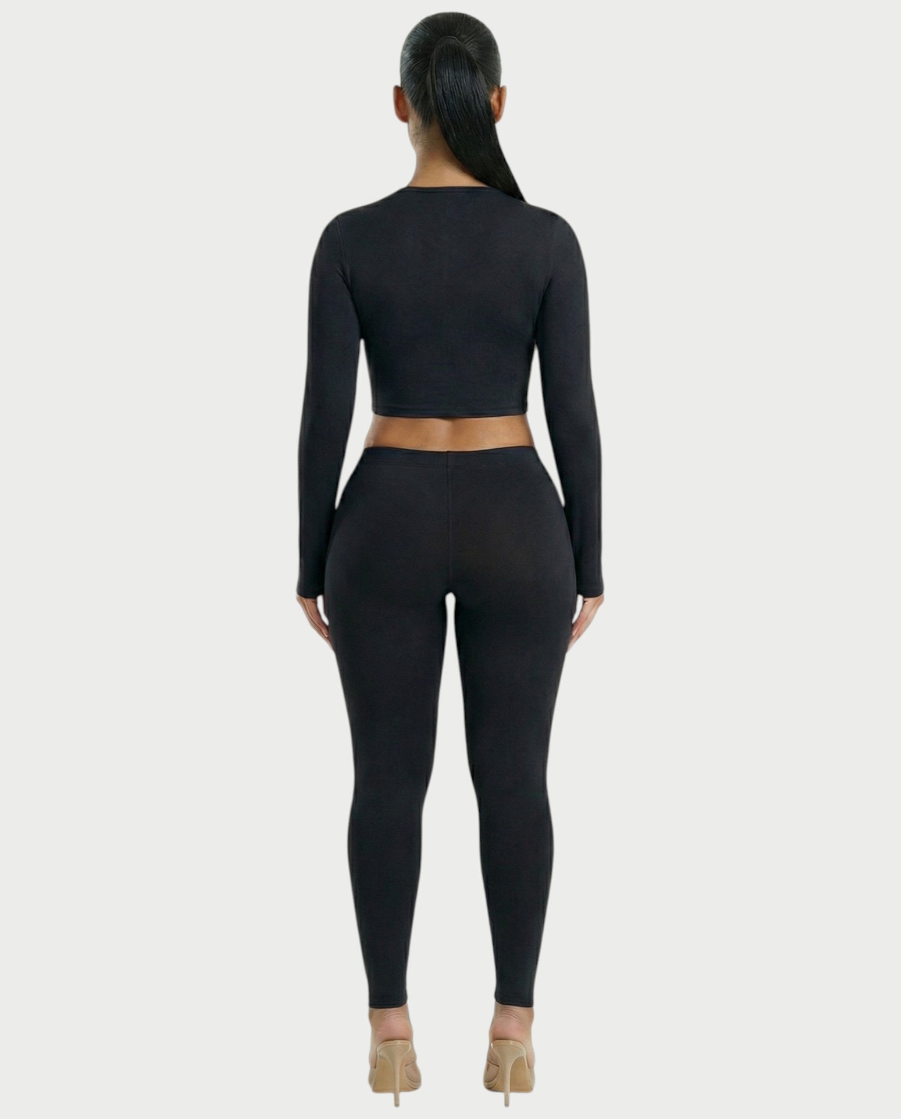 VANNA Long-Sleeve Waist Cinching Slim-Fit Top