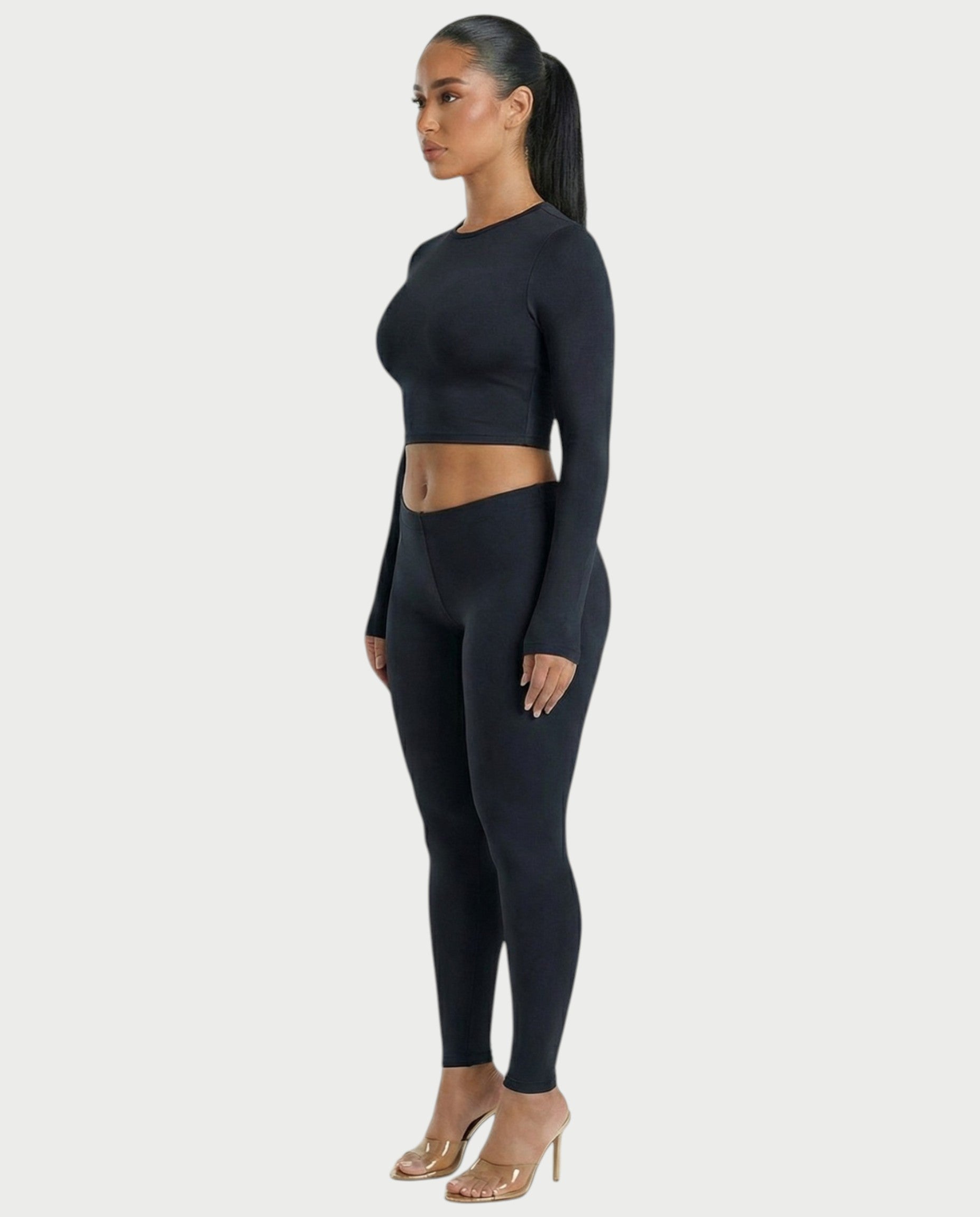 VANNA Long-Sleeve Waist Cinching Slim-Fit Top