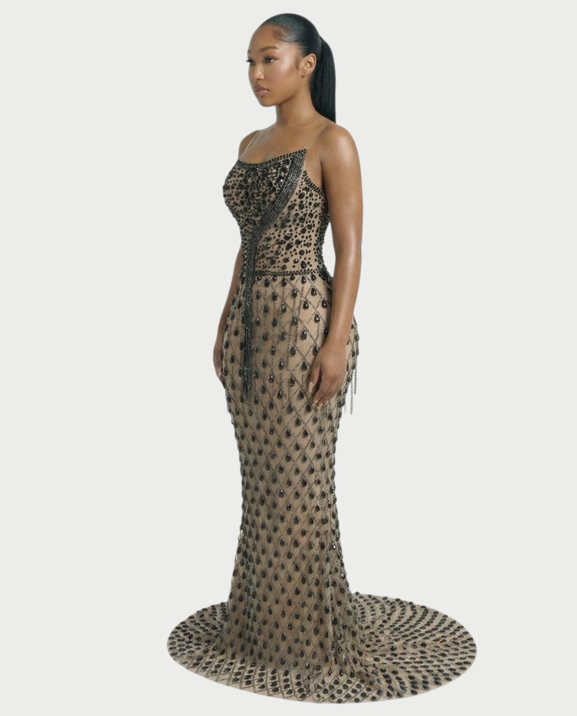 RULEAN Rhinestone Embellished Mermaid Maxi Dress