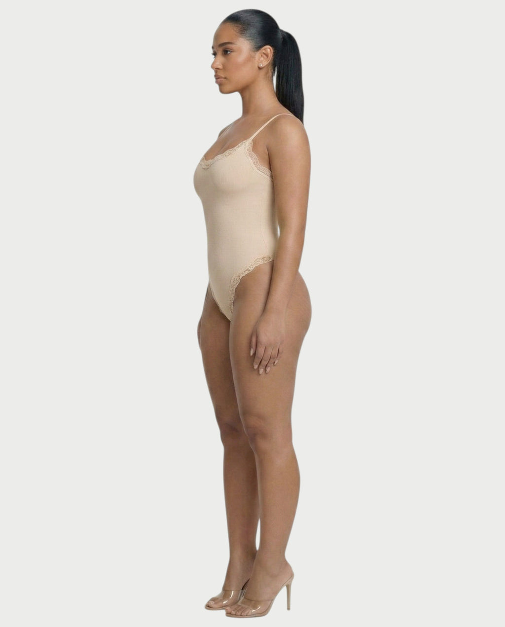 AMELYA Lace-Trim Shapewear Bodysuit