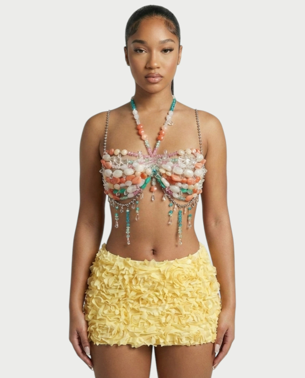 AVESSA Beaded Chain-Strap Bra