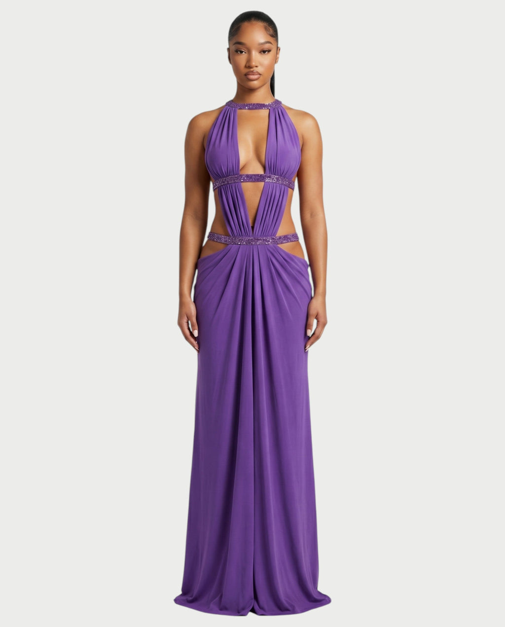 SOLEYA Cutout Halter Maxi Dress