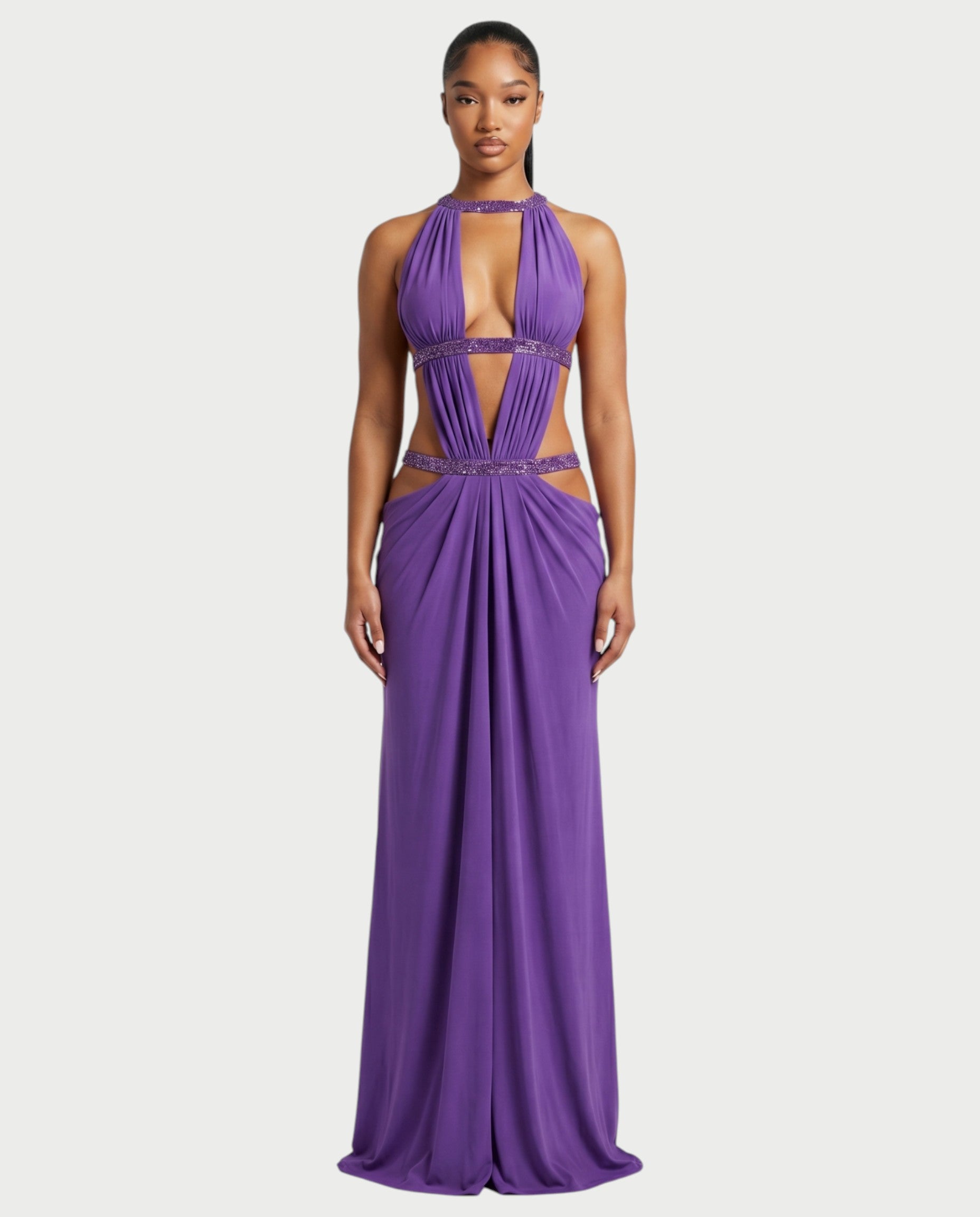 SOLEYA Cutout Halter Maxi Dress