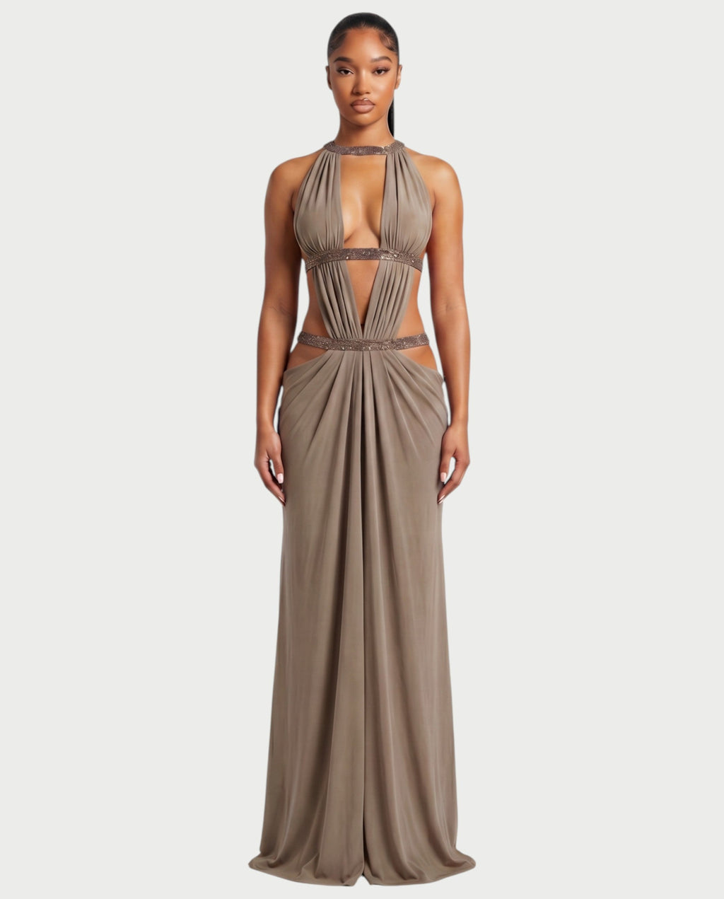 SOLEYA Cutout Halter Maxi Dress