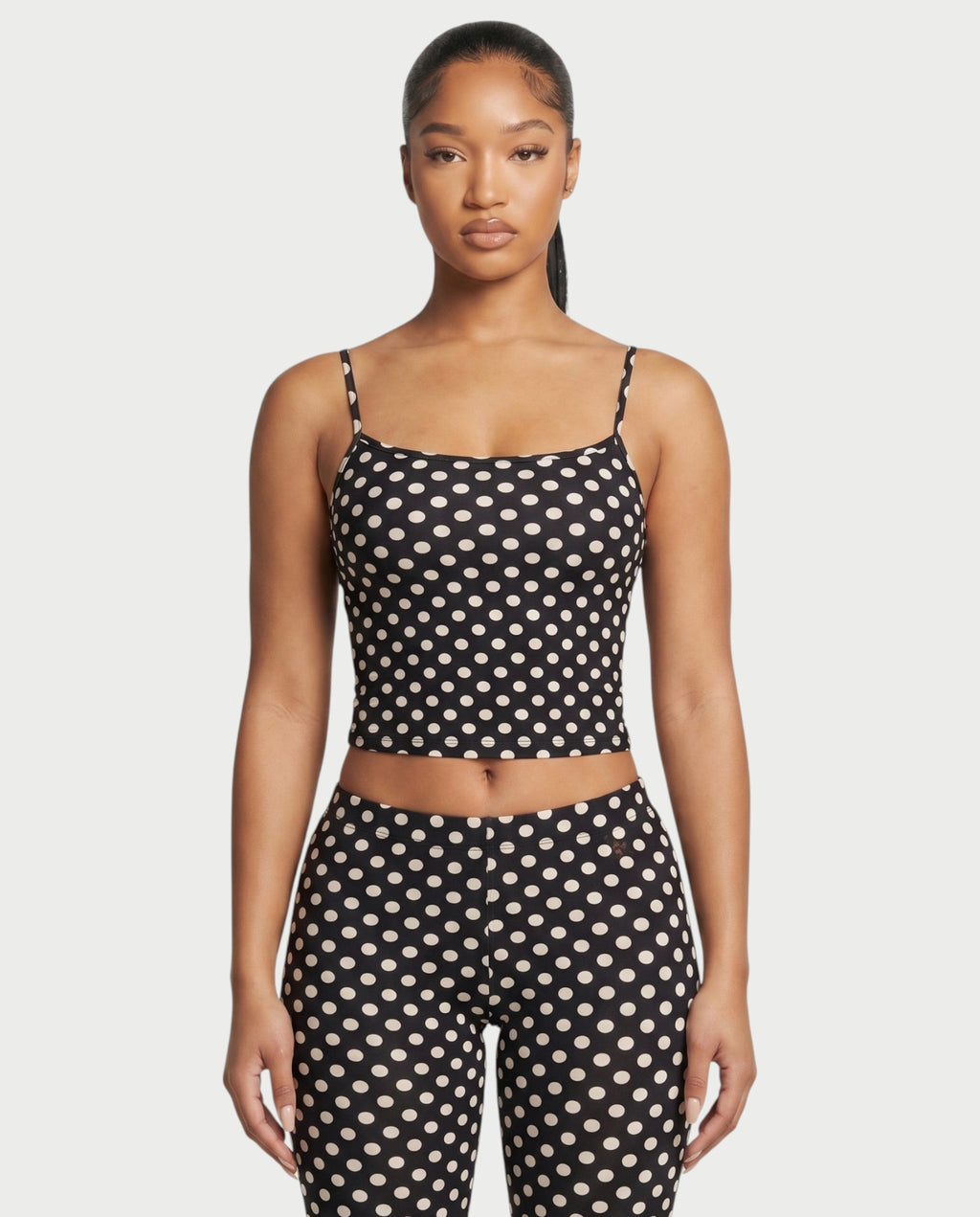 MERINA Polka Dot Crop Top & Capri Pants Set