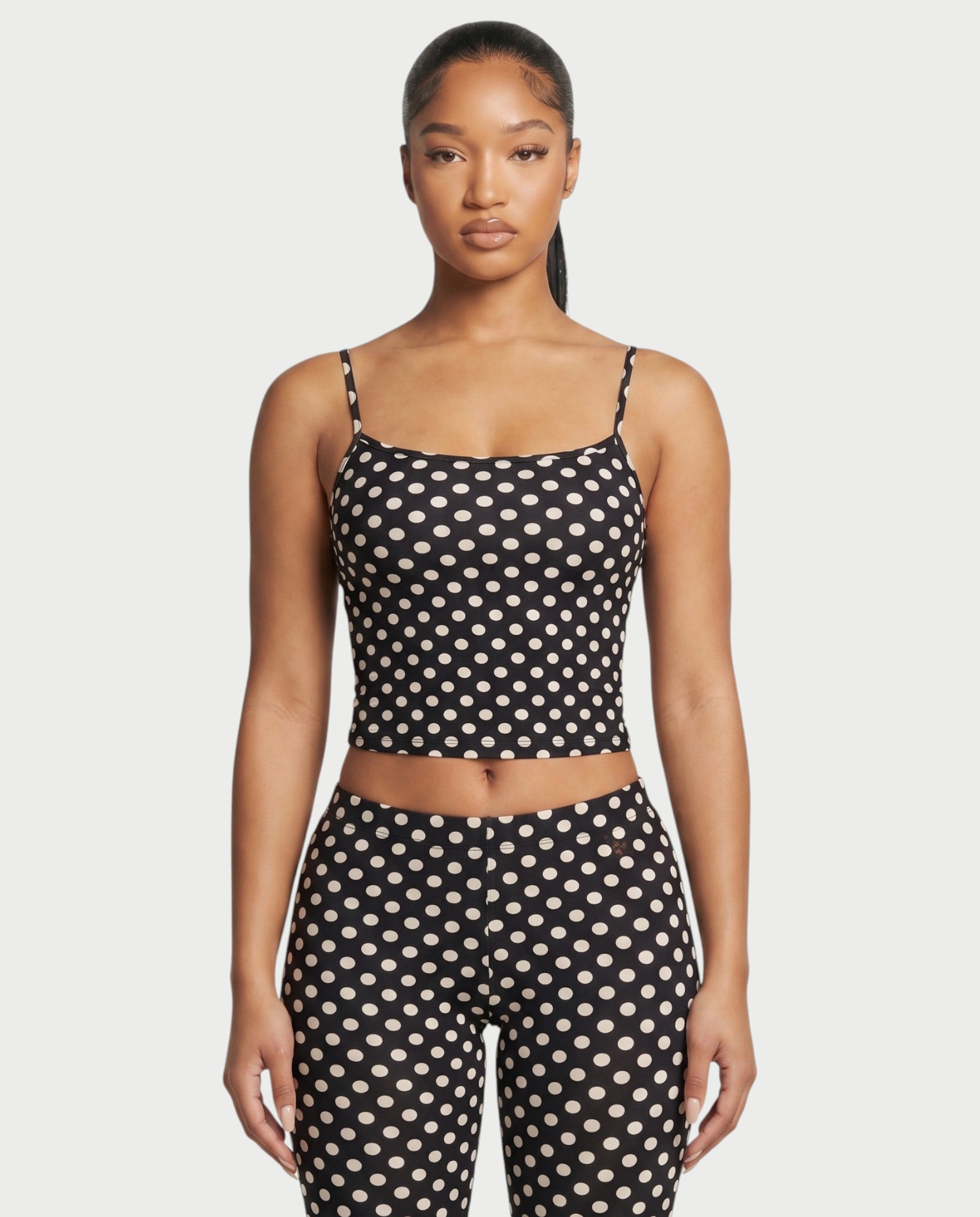 MERINA Polka Dot Crop Top & Capri Pants Set