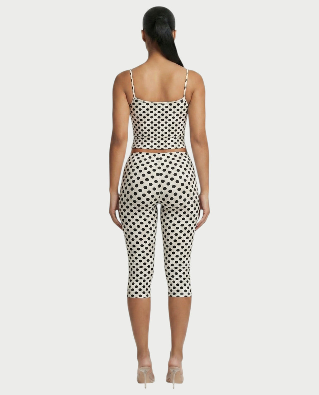 MERINA Polka Dot Crop Top & Capri Pants Set