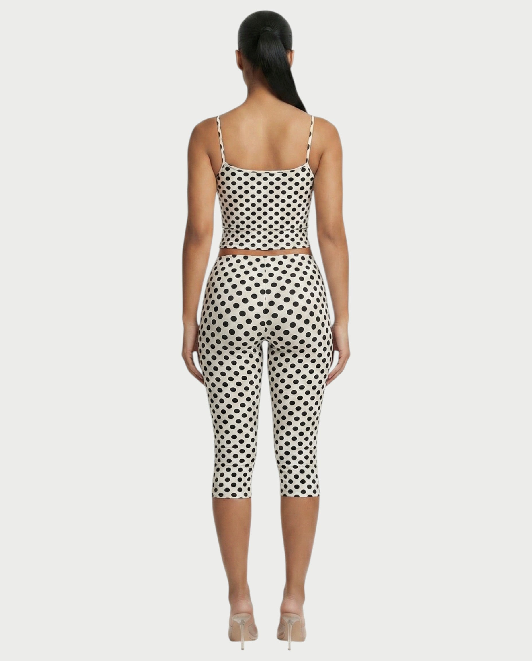 MERINA Polka Dot Crop Top & Capri Pants Set