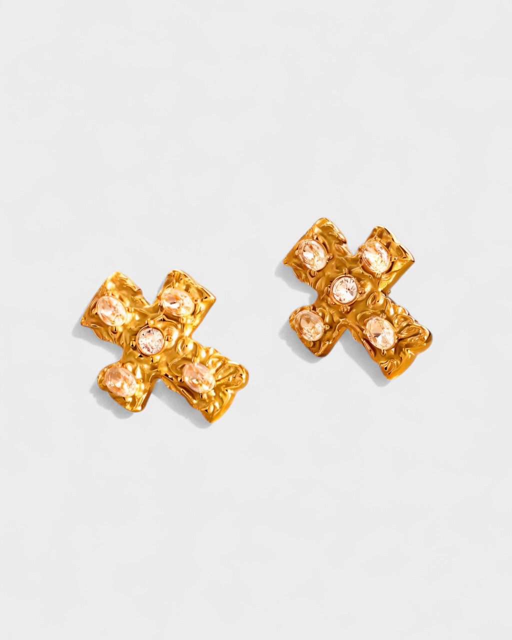 Multi-Stone Cross Stud Earrings