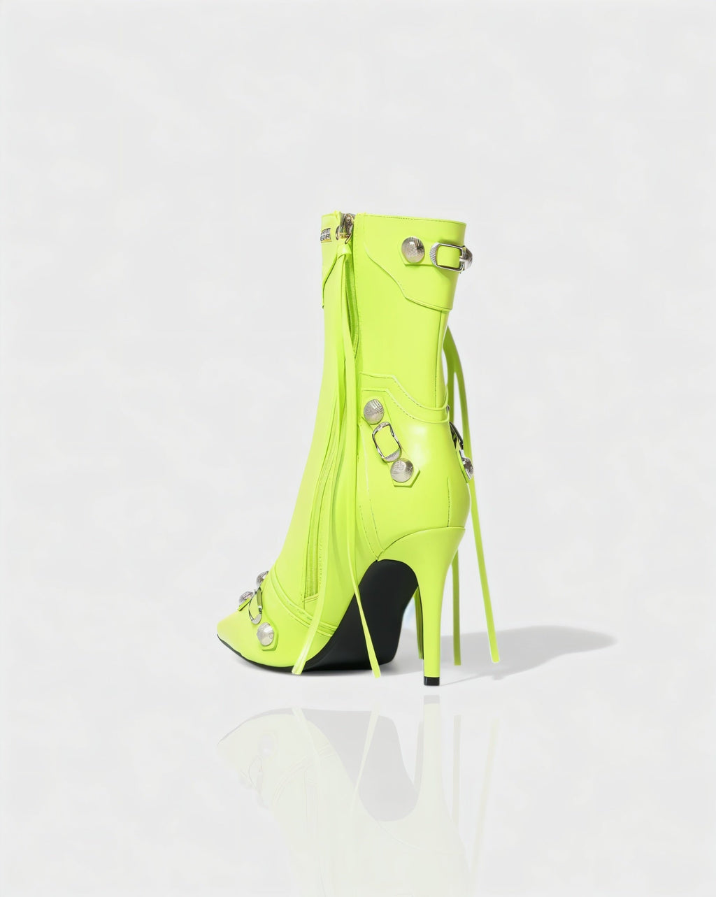 REVINA Studded Leather Pointed-Toe Ankle Boots
