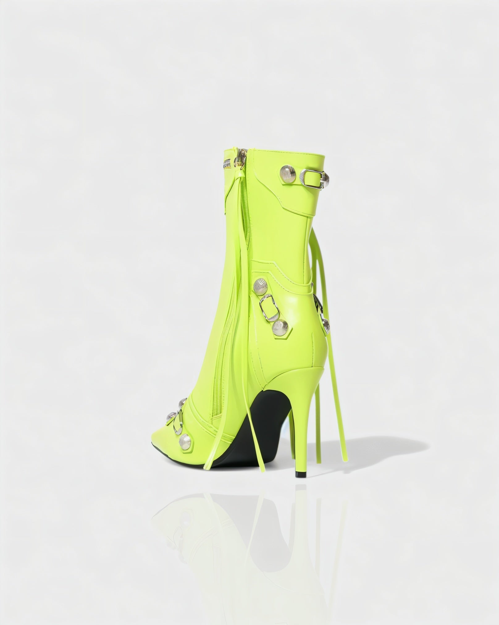 REVINA Studded Leather Pointed-Toe Ankle Boots