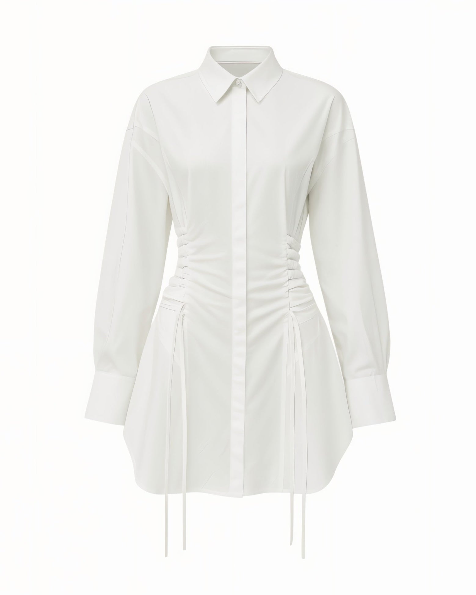 ALEXANDRA Corset Waist Button-Up Shirt Dress