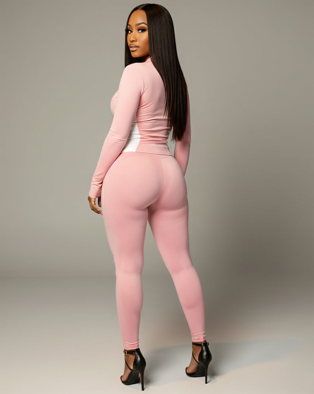 KAYLINA Contrast Zip-Up Top & Leggings Set