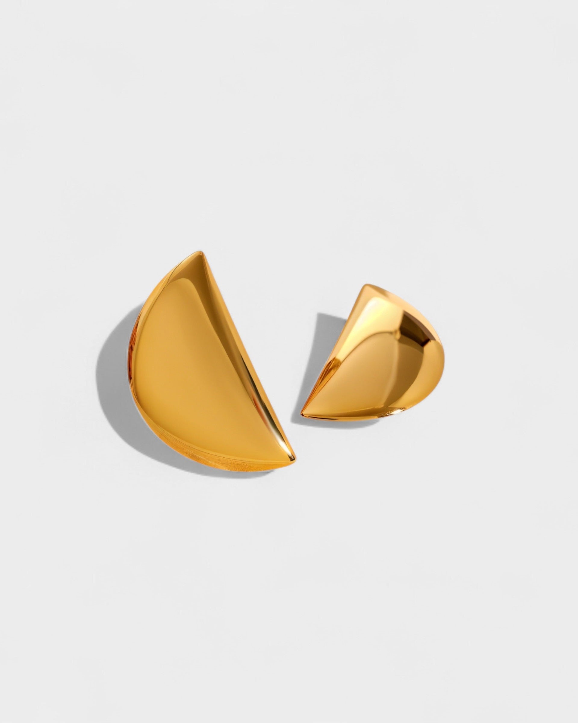 Crescent Gold Stud Earrings
