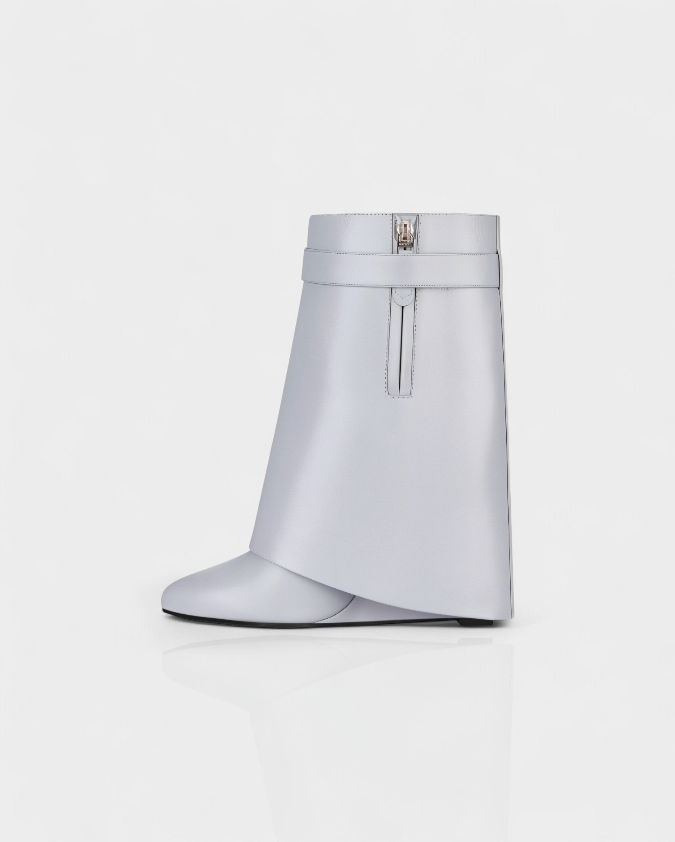 AVELINE Padlock Wedge Faux Leather Ankle Boots
