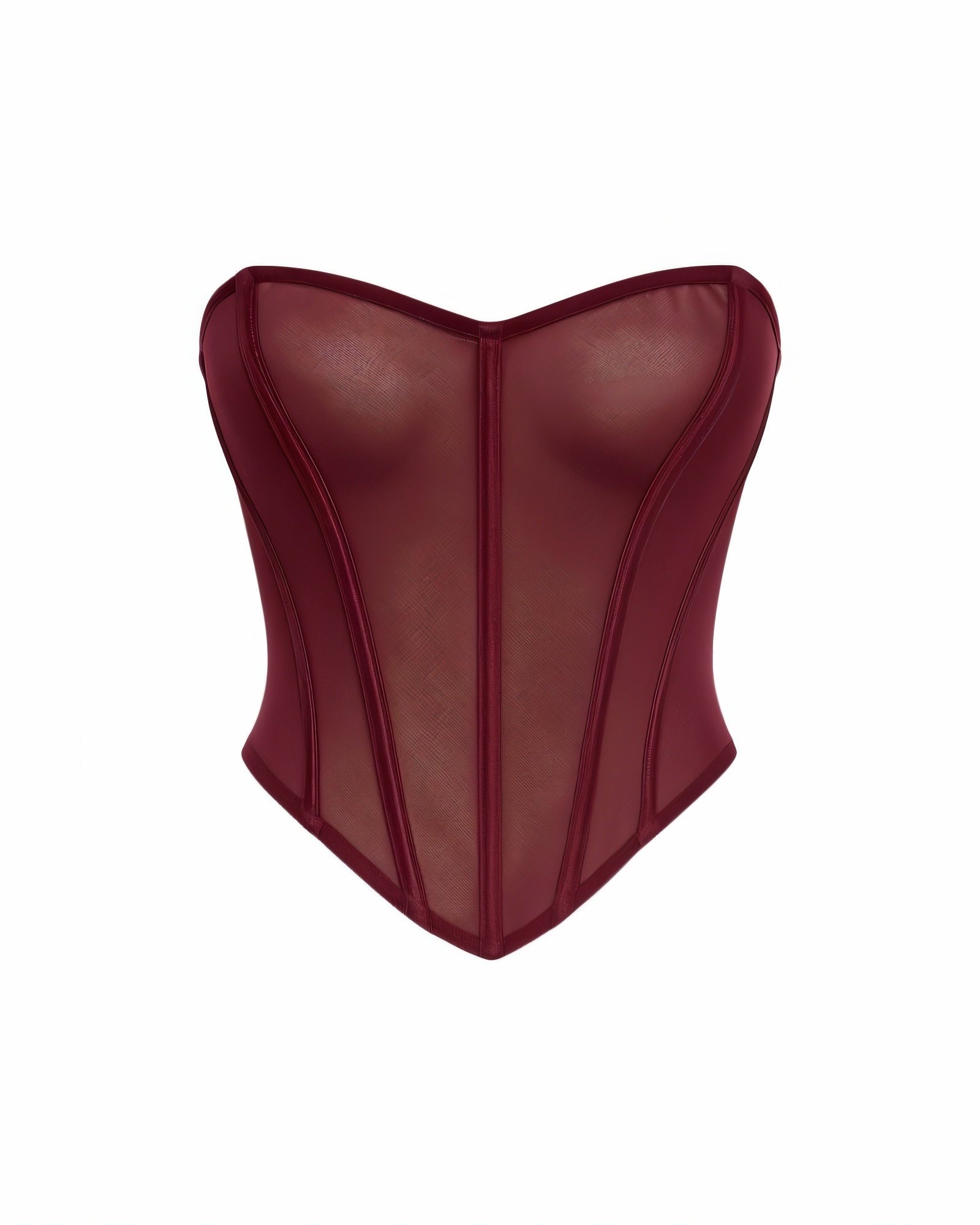 ERICH Structured Sheer Mesh Boned Corset Top