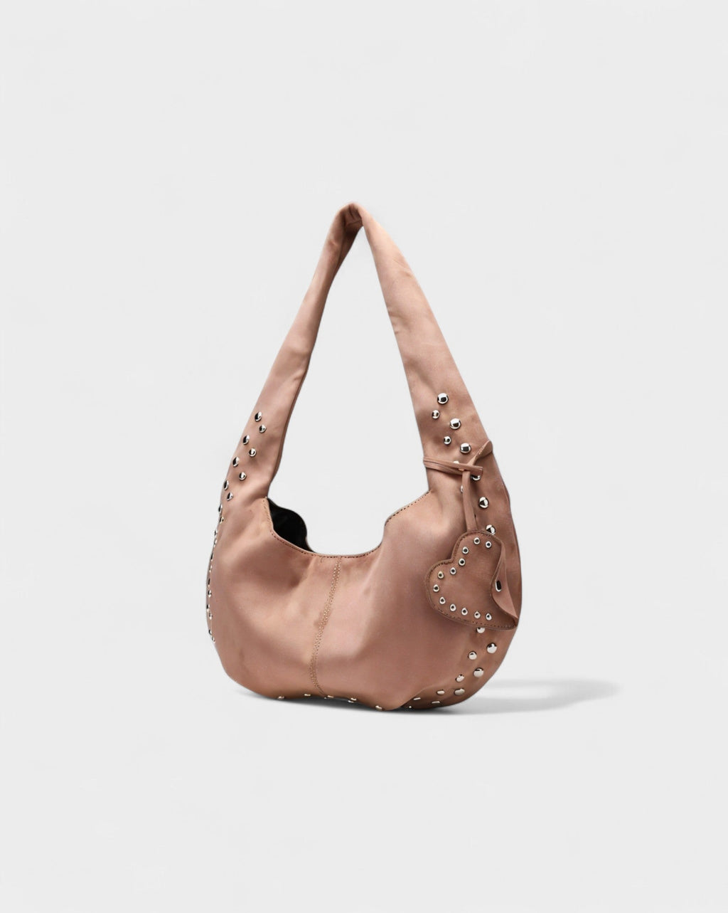 GELLA Heart Charm Studded Shoulder Bag