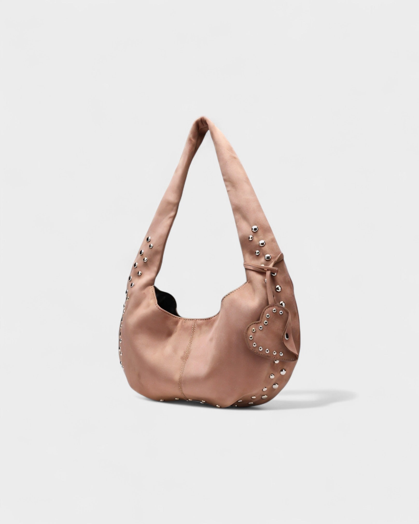 GELLA Heart Charm Studded Shoulder Bag