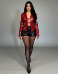 MINA High-Shine Lace-Up Waist Statement Jacket