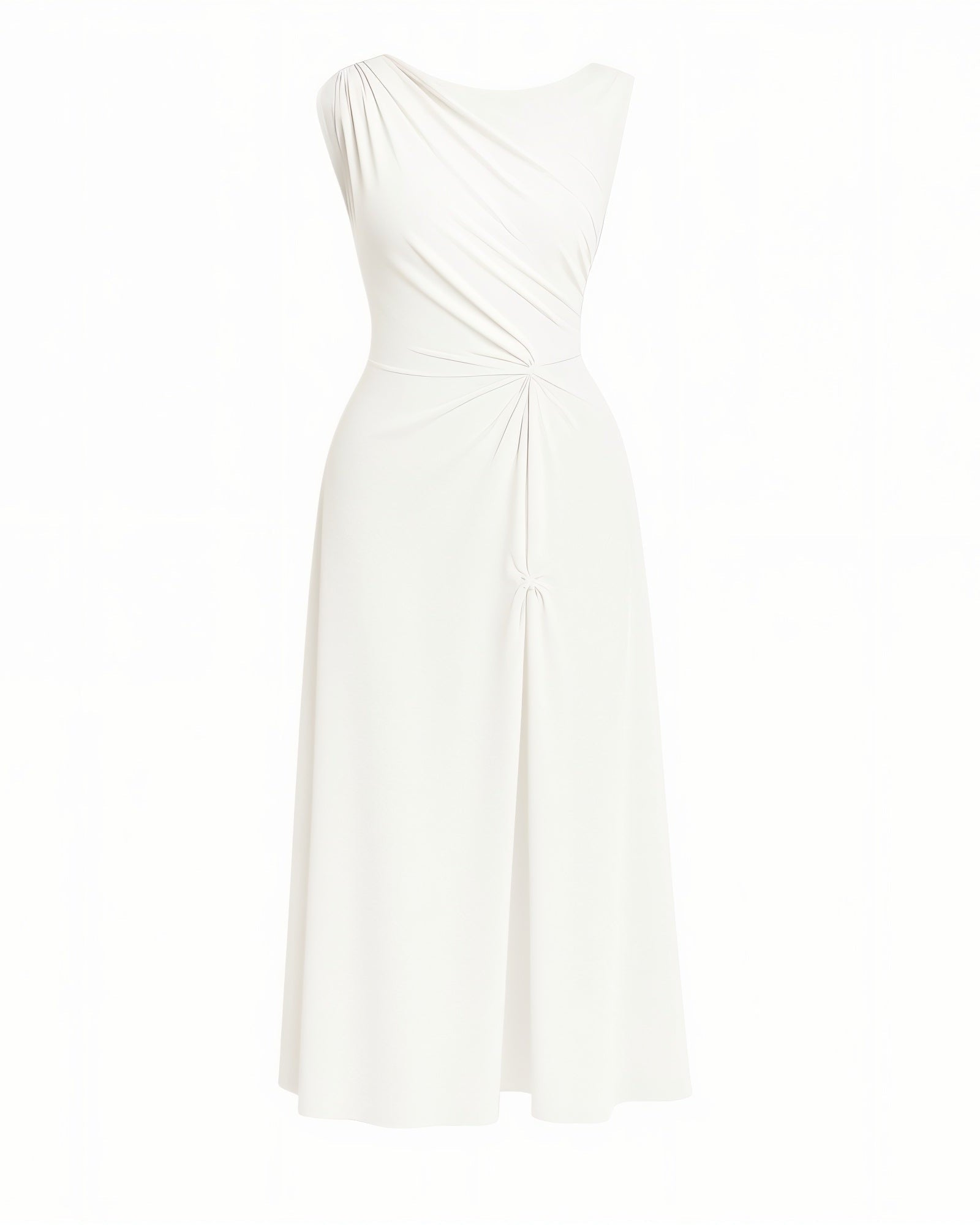 MIREN One-Shoulder Draped High Slit Maxi Dress