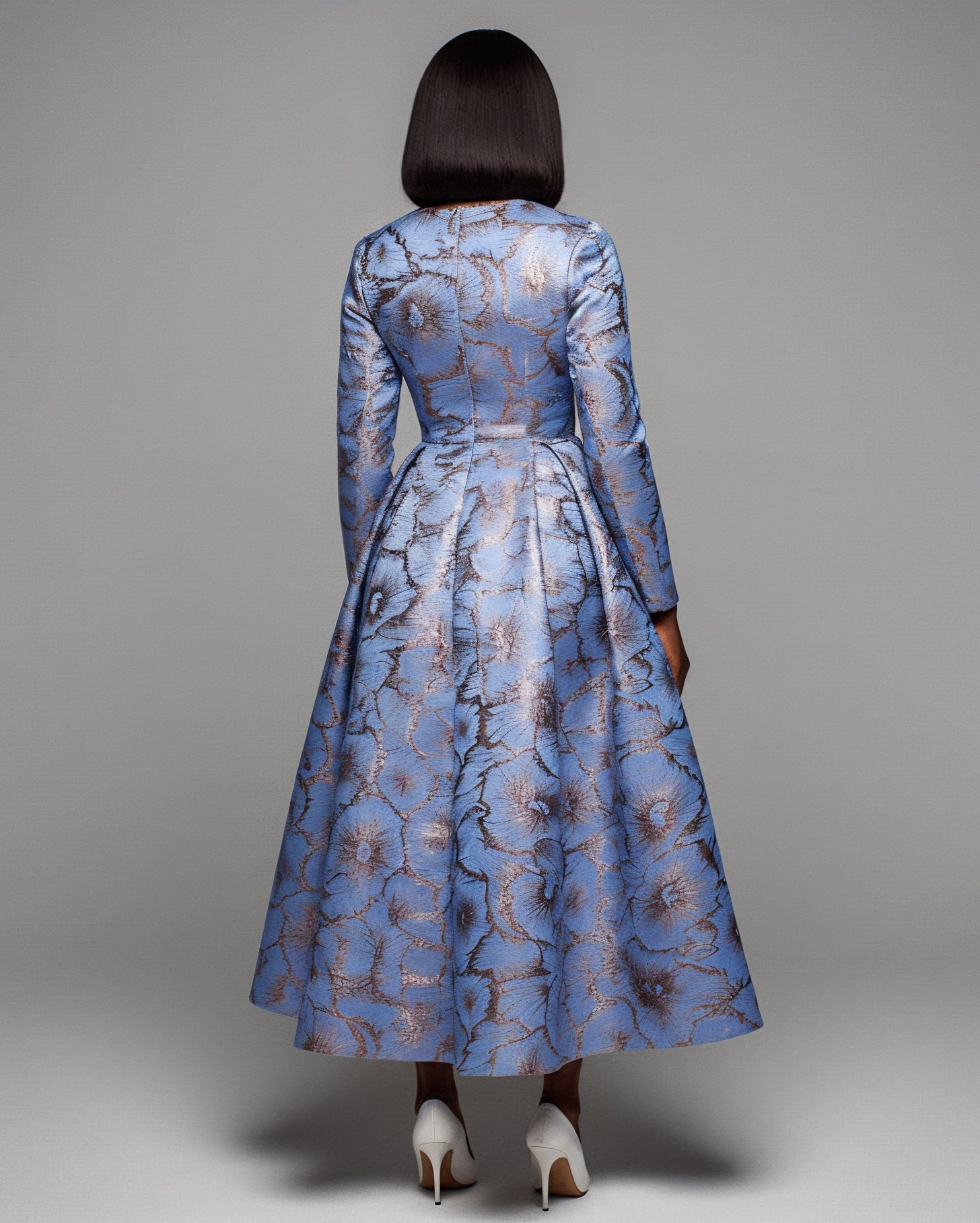 MINNA Long Sleeve Pleated Midi Dress