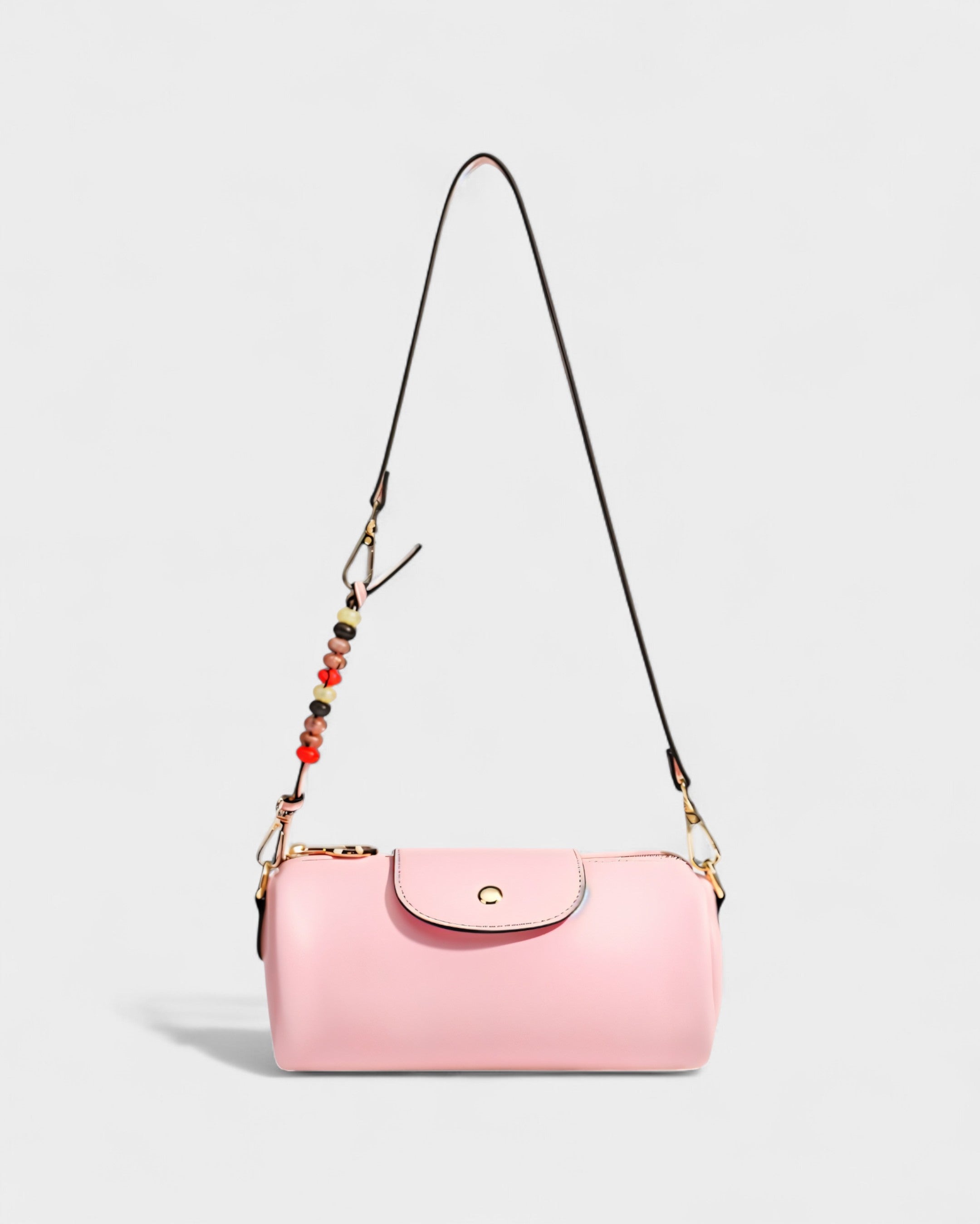 MIRNA Cylinder Bag with Beaded Charm Strap
