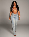 HAZE Denim Criss-Cross Waistband Cargo Pants