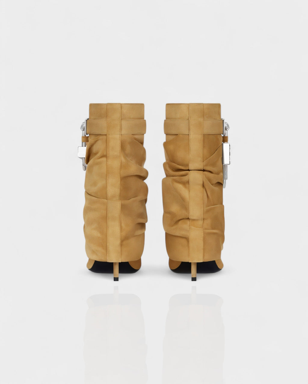 HALINA Padlock Slouch Stiletto Ankle Boots