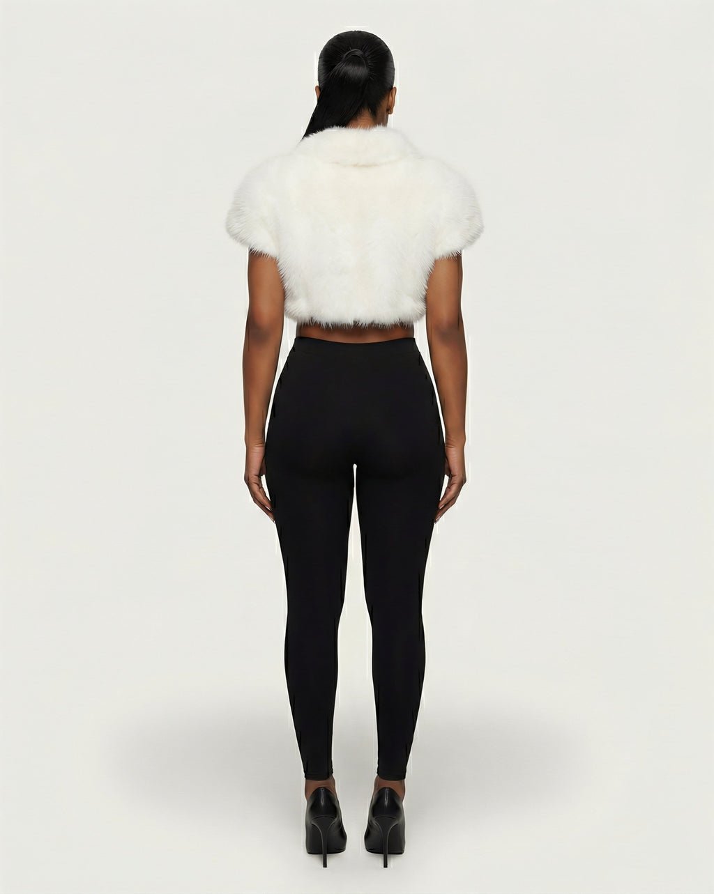 QUELLA Faux-Fur Buckle-Front Cropped Vest