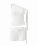 CHRISTY One-Shoulder Tie Top & Shorts Set