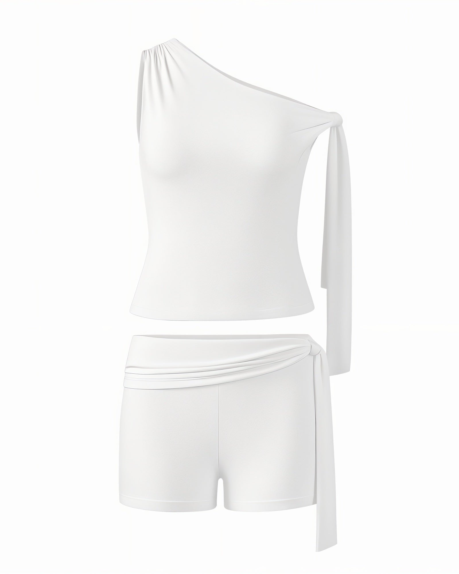 CHRISTY One-Shoulder Tie Top & Shorts Set