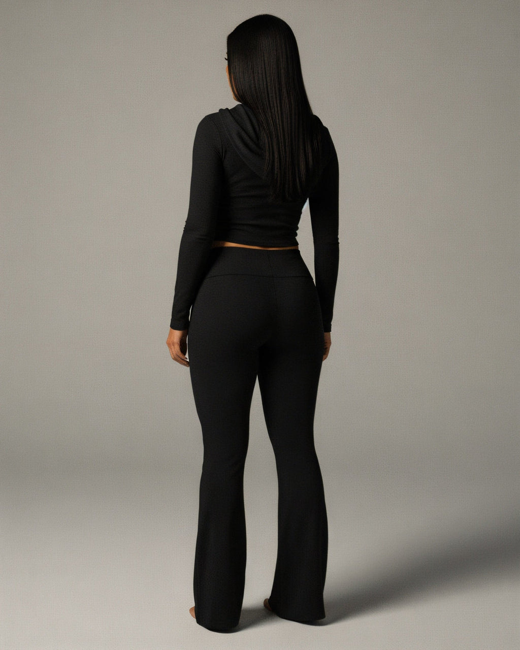 RAINY Zip-Up Hoodie and Flare Pants Set