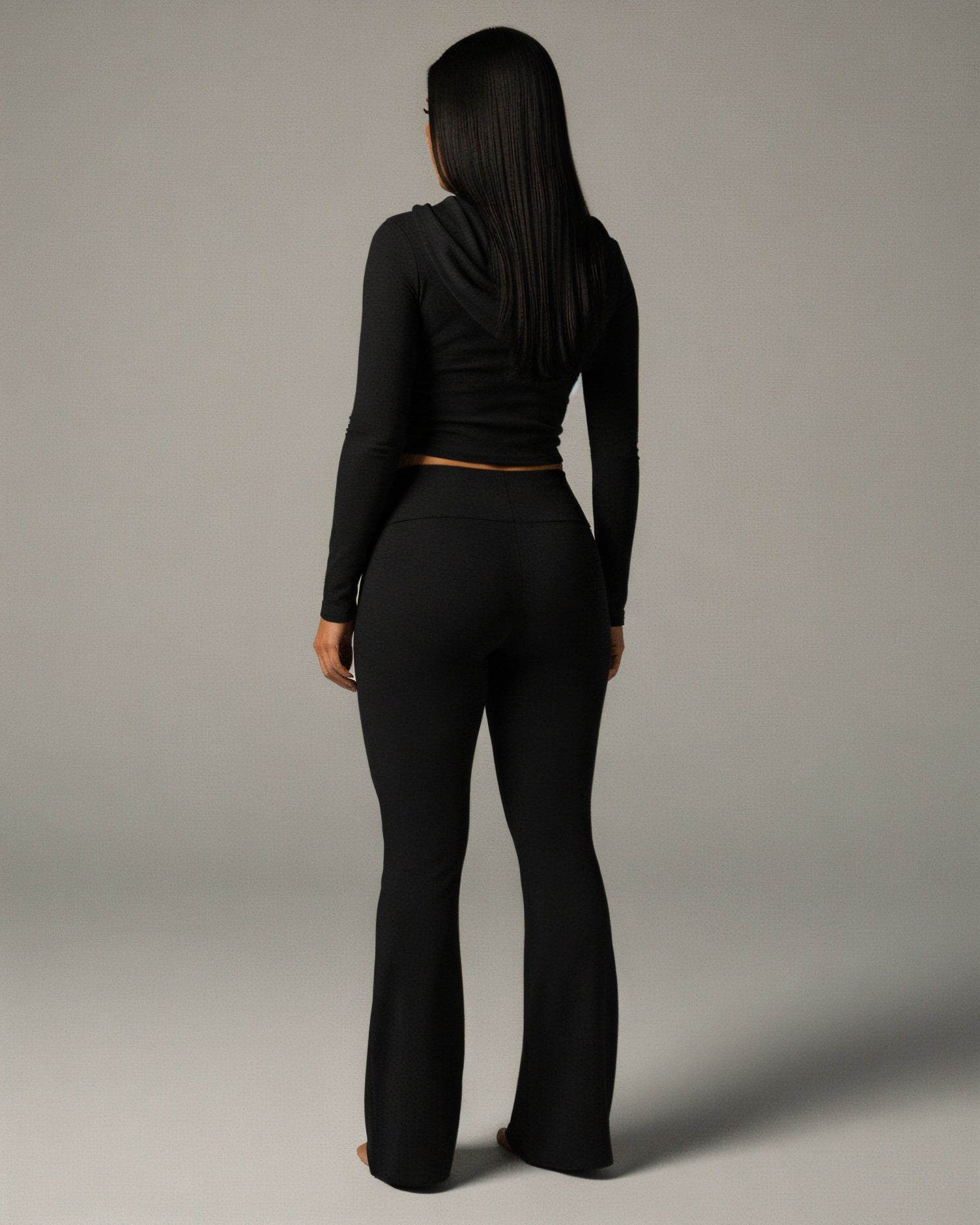 RAINY Zip-Up Hoodie and Flare Pants Set