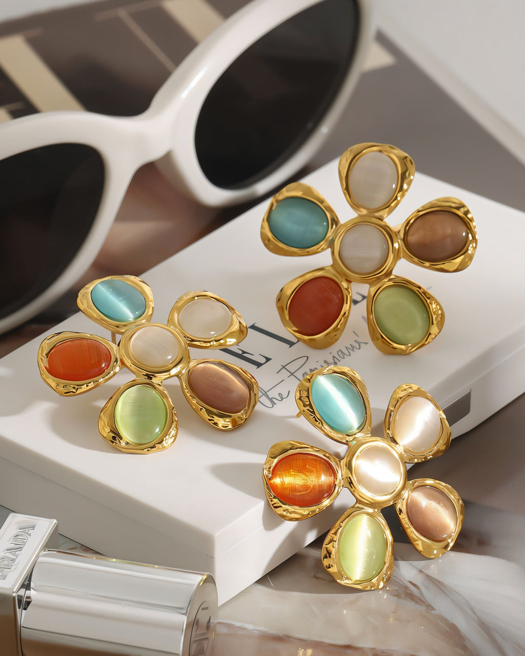 Multicolor Gemstone Floral Ring